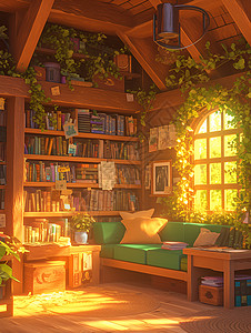 书房里的植物背景图片