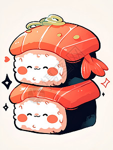 可爱的寿司双人组背景图片