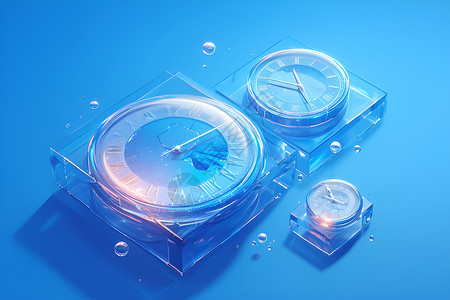 塑料材质对话框时光流转的透明钟表插画