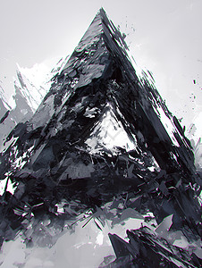 岩石纹路黑色的三角形状插画