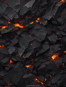 火山岩背景黑色的火山岩插画
