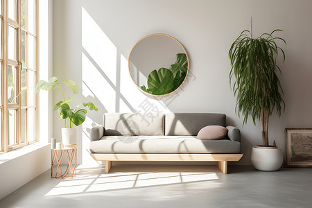 盆栽设计现代风格的客厅设计背景
