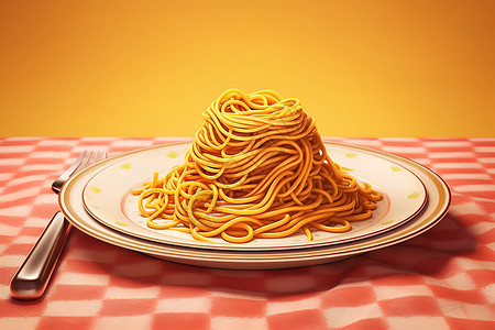 卤水意大利面餐盘里的意大利面插画