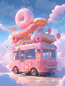 梦幻甜甜圈卡车背景图片