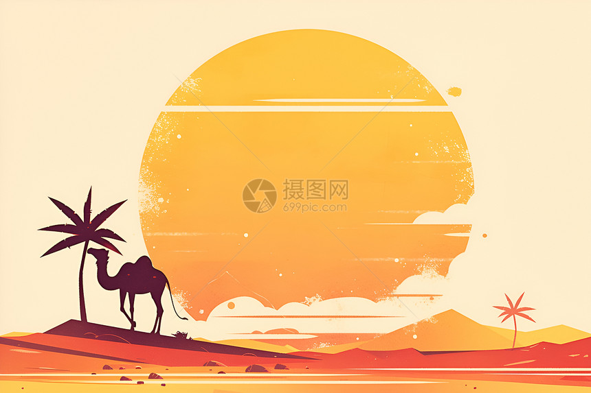 极简风格的沙漠骆驼图片