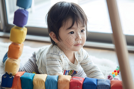 幼小的毛毯上玩玩具的小孩背景