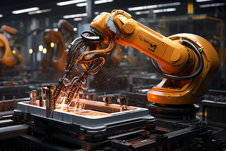 机器人在工厂操作高清图片