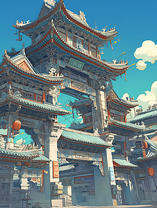 中式地标建筑背景图片