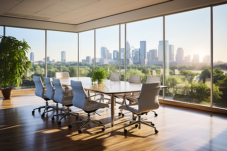 会议室椅子城市背景的会议室背景