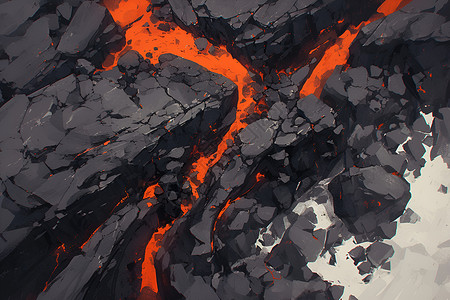 熔岩背景黑色石头中的岩浆插画