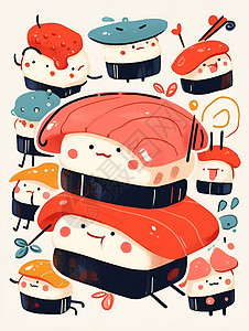 美味的寿司插画背景图片