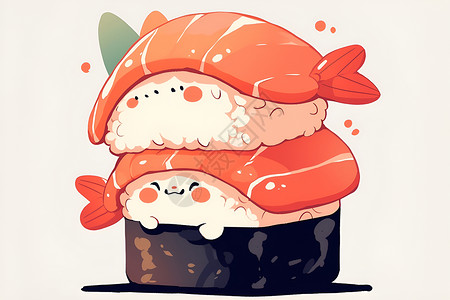 石斑鱼片鱼片寿司插画