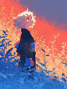 草丛的女孩背景图片