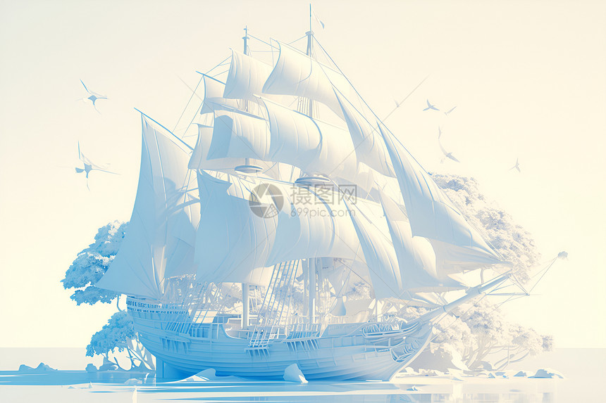梦幻的艺术帆船图片