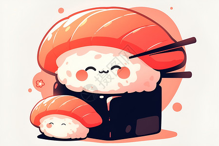 鱼肉卡通设计的可爱卡通寿司插画