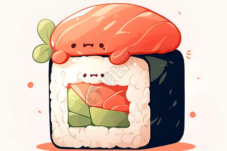 可爱的寿司卷插画