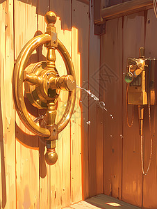 木制船的抛光黄铜高清图片