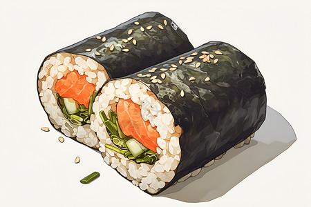 手卷寿司健康美味的寿司插画
