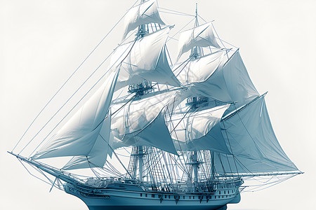 自制风帆阳光下的帆船插画