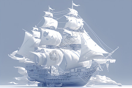海上船舶大海上的白帆船插画