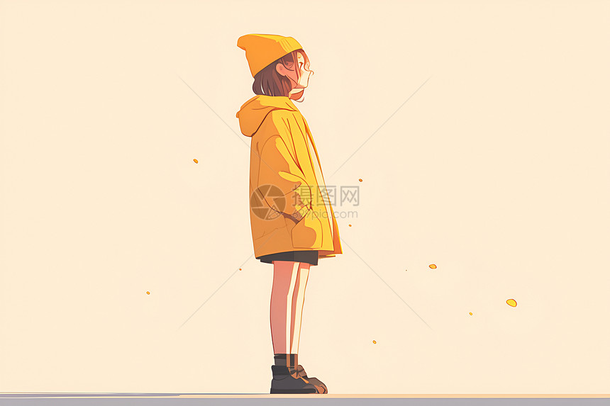 阳光下的黄帽女孩图片
