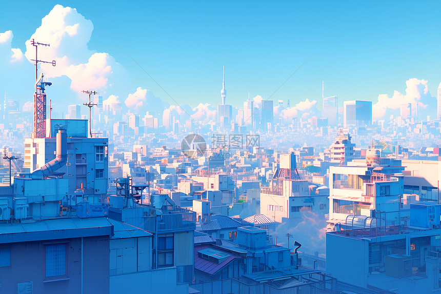 蓝天下的商业城市图片
