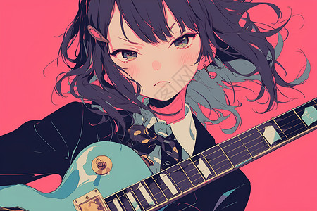 炫酷的吉他女孩背景图片
