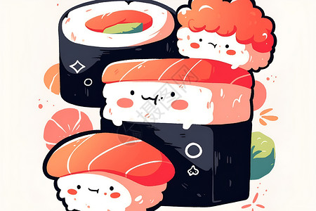 寿司的卡通绘画背景图片