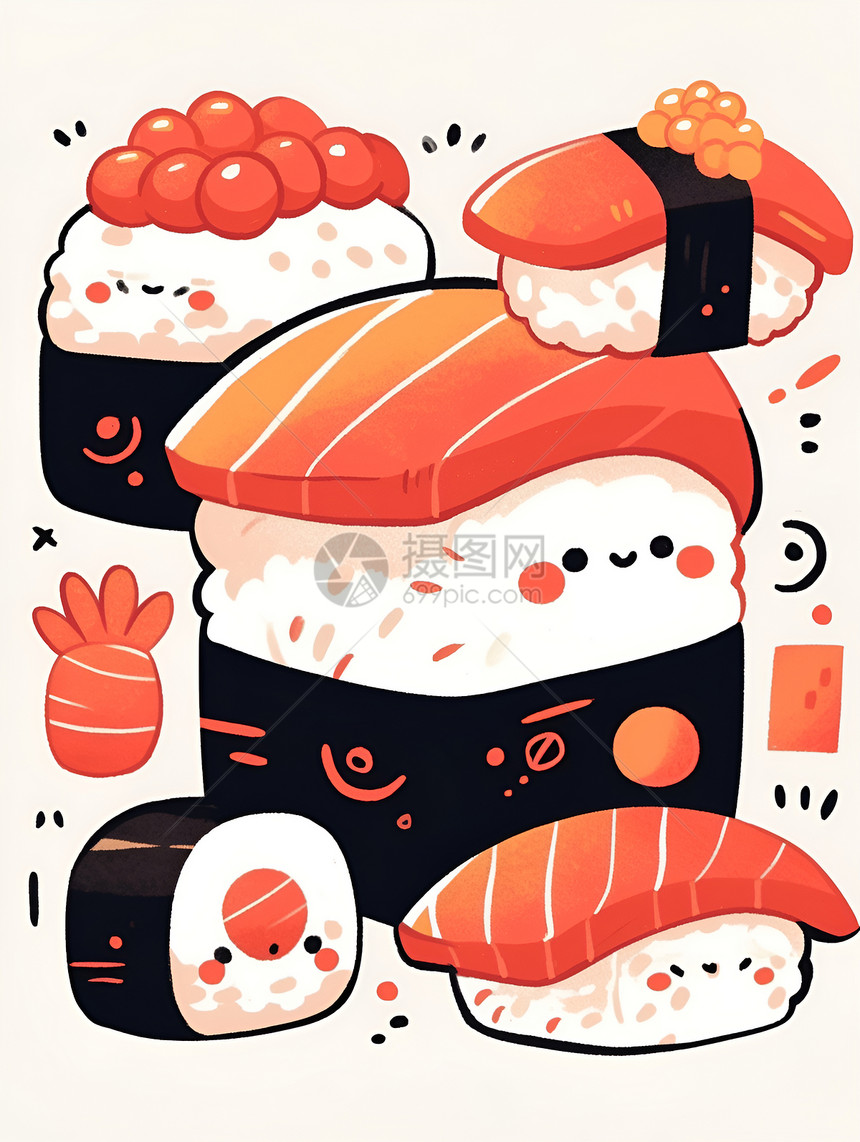 寿司的平面插图图片