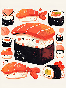 寿司的卡通形象背景图片