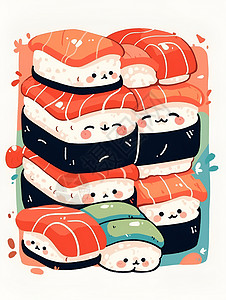 可爱迷人的寿司背景图片