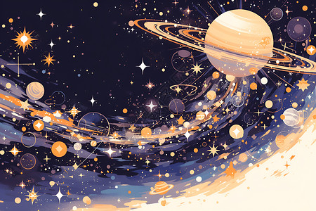 星空织锦的美丽插画背景图片