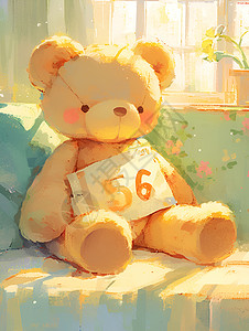 床上的小熊玩偶背景图片