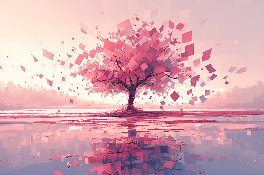 粉色的创意树木图片