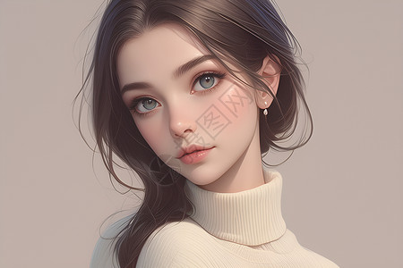 花儿与少女少女的纯真与美丽插画