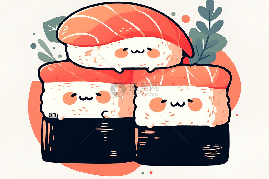 可爱的寿司组合图片