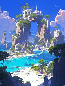 仙境岛屿风景背景图片