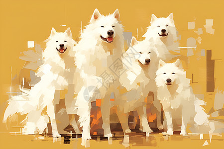 白色的宠物狗背景图片