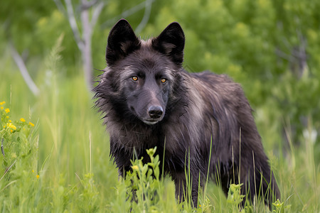 草地上的野狼高清图片