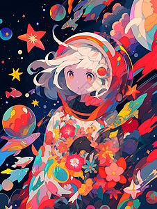 宇宙漫游少女背景图片