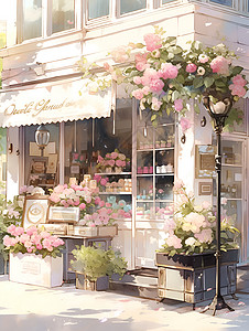 璀璨的花店背景图片