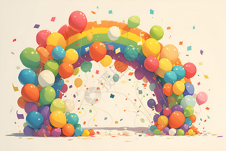 彩虹气球的奇幻想象背景图片