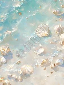 沙滩上的贝壳背景图片