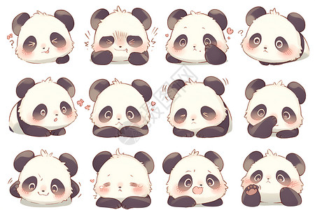 圆形笑脸表情包熊猫表情包插画
