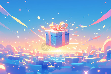 礼物礼品盒绚丽色彩的礼盒插画