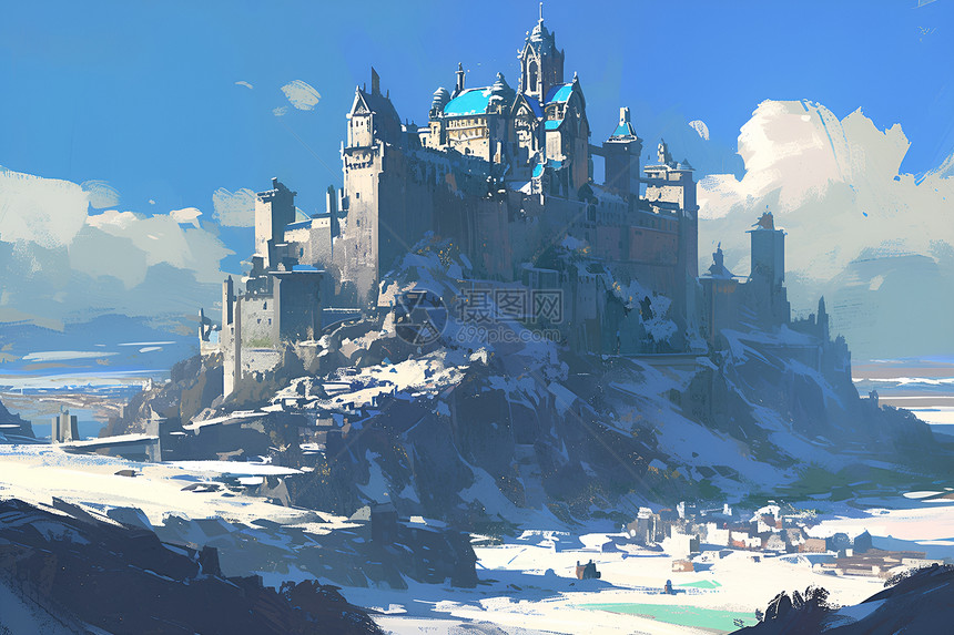 冬天的壮丽城堡建筑图片