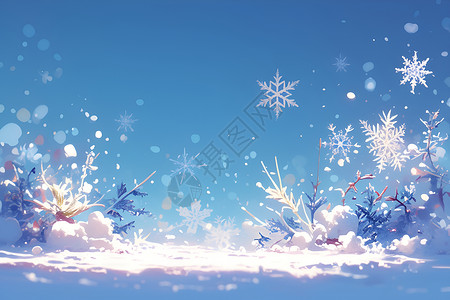 雪后美景雪世界里的宁静插画