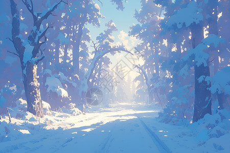 被雪覆盖码头被雪覆盖的森林插画