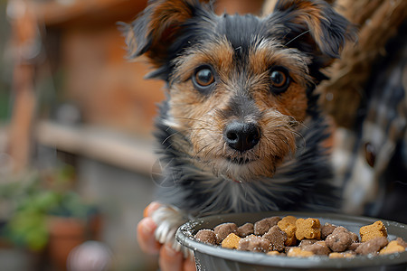 小狗吃食物背景图片