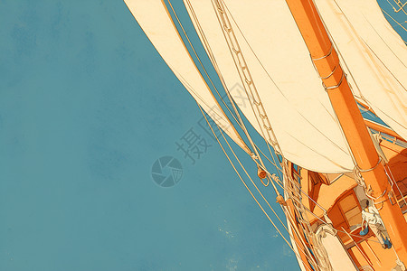 白色木质背景阳光透过木制帆船插画